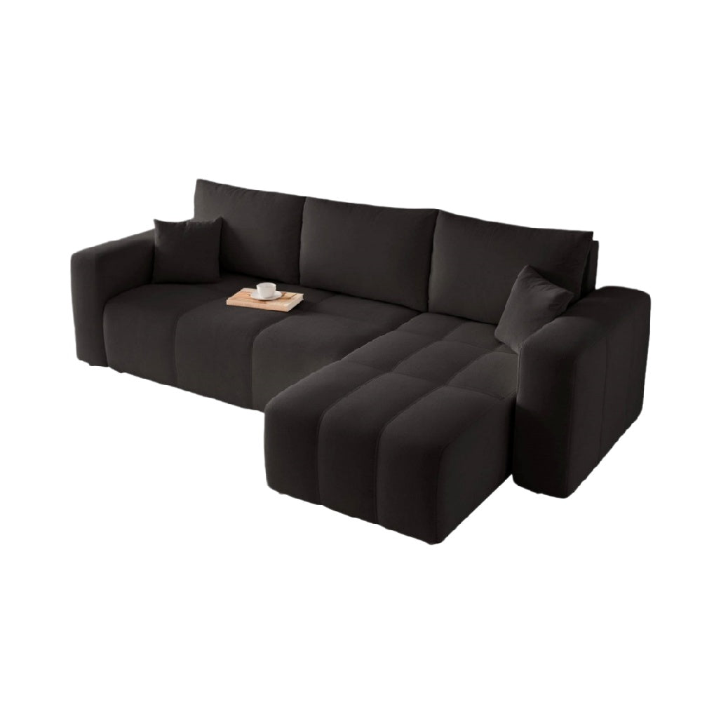 Canapé d'angle modulable pour salon en tissu - Confortable et fonctionnel - Dimensions : 240x160 cm.